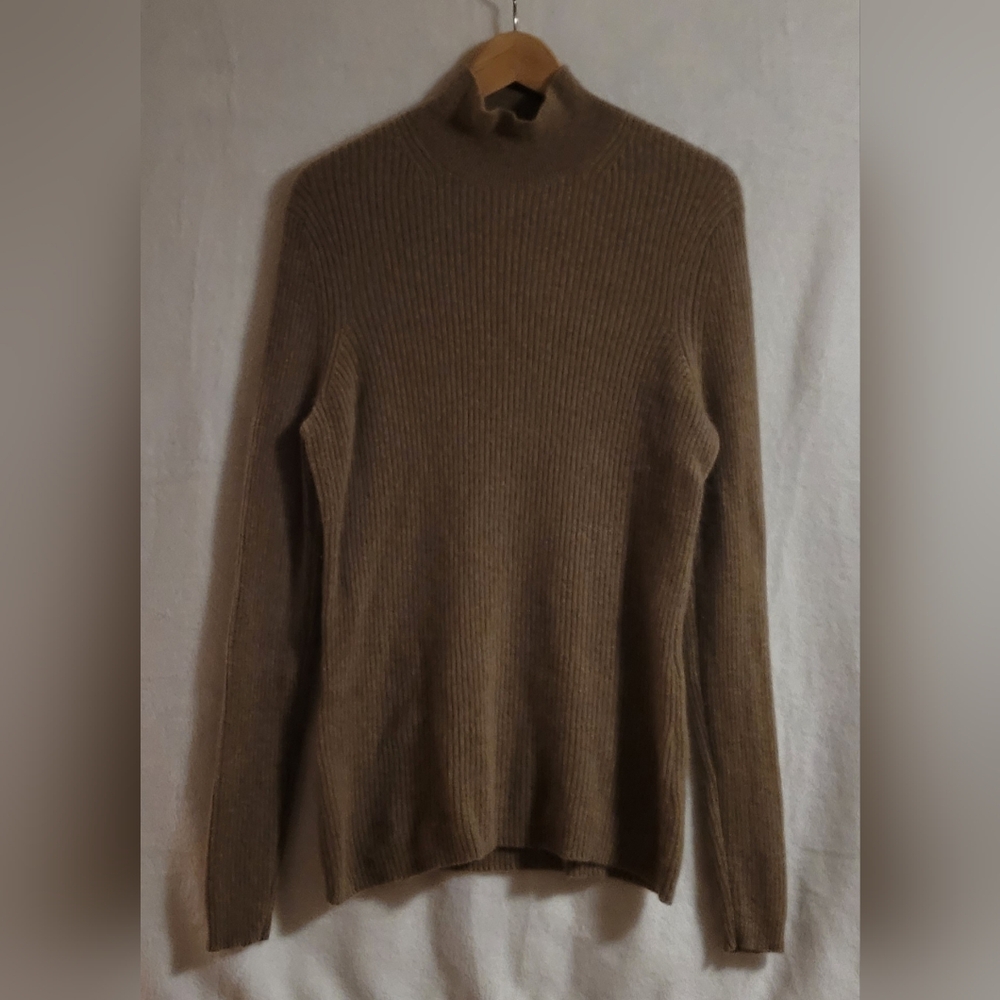 Alex Marie Women's Soft Light Brown  Cashmere Mock Sweater Size XL